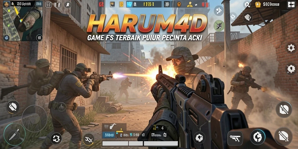 Tampilan gameplay penuh aksi di HARUM4D yang menampilkan pertarungan intens.