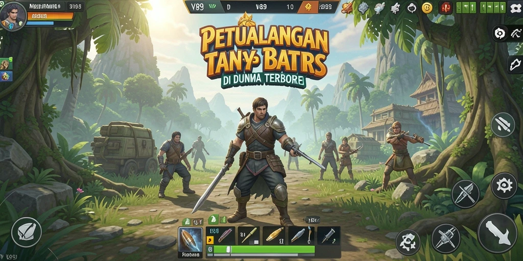 Screenshot V89 menampilkan aksi seru dalam dunia terbuka yang luas.