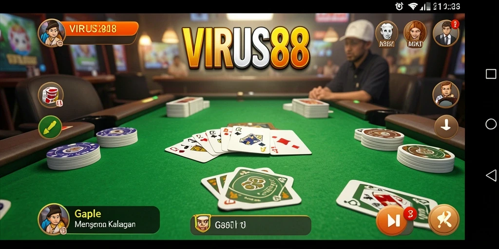 Tampilan gameplay gaple seru di VIRUS88.